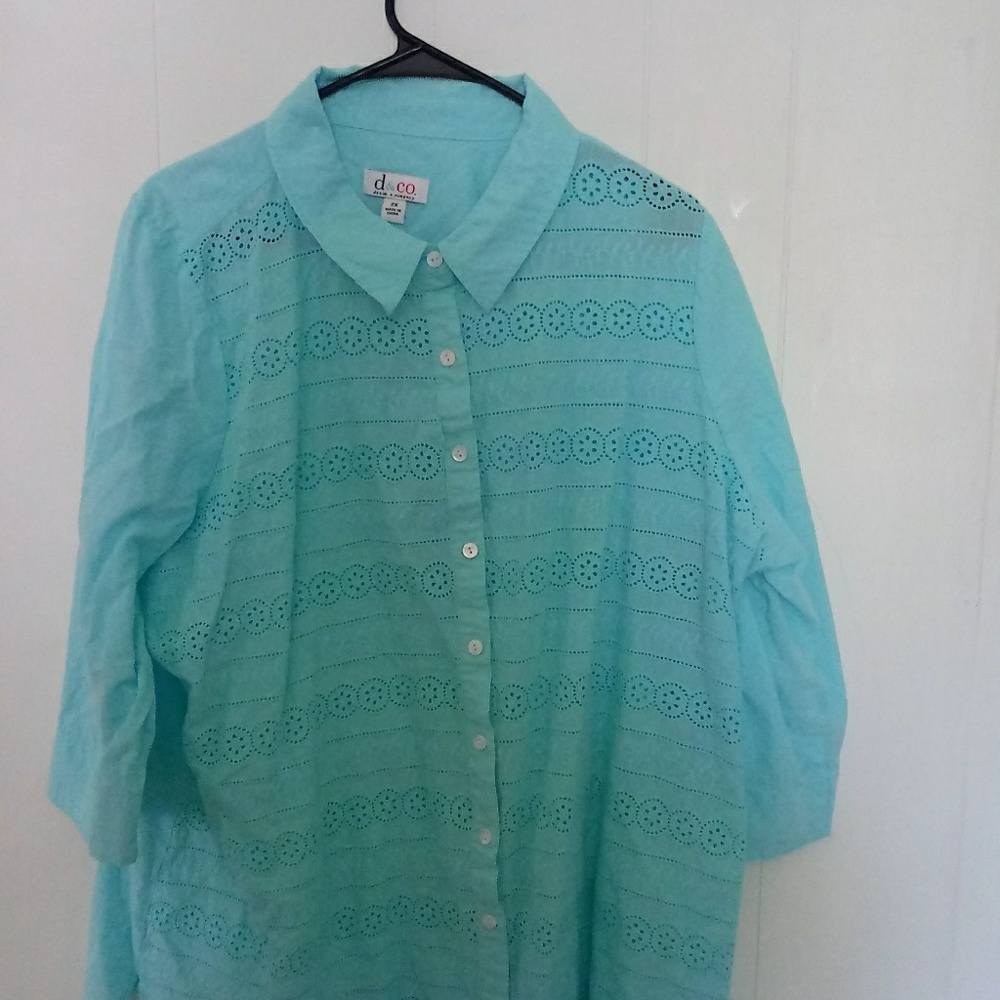 Denim and Company button down shirt- teal